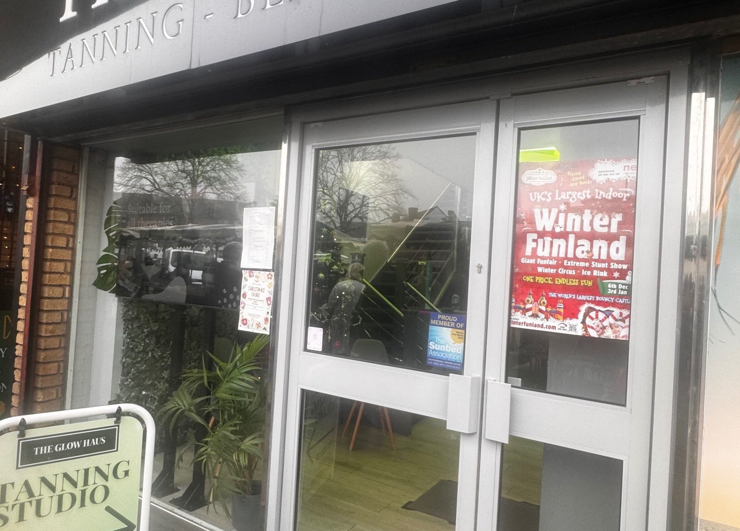 Entrance of Harmony Hands Massage Group in Kingswinford, England, showcasing a welcoming exterior.
