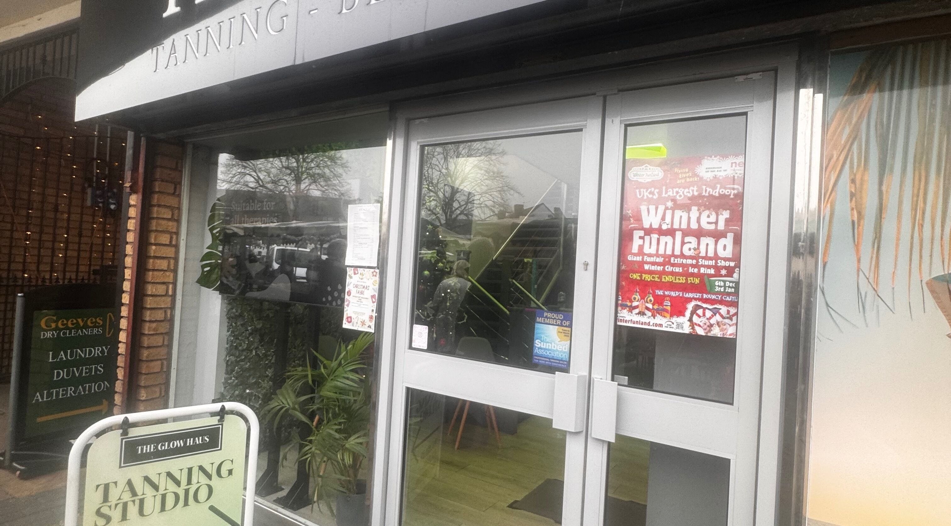 Front entrance of Harmony Hands Kingswinford, showcasing inviting decor in Kingswinford, England, GB.