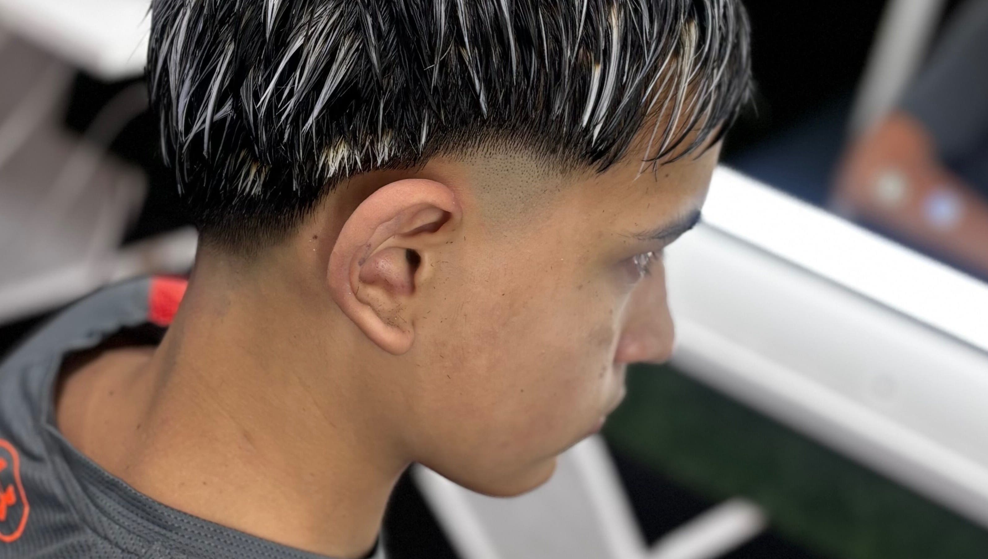 Close-up of a trendy haircut at El Fortín Barber, Villa José León Suárez, Provincia De Buenos Aires, AR.