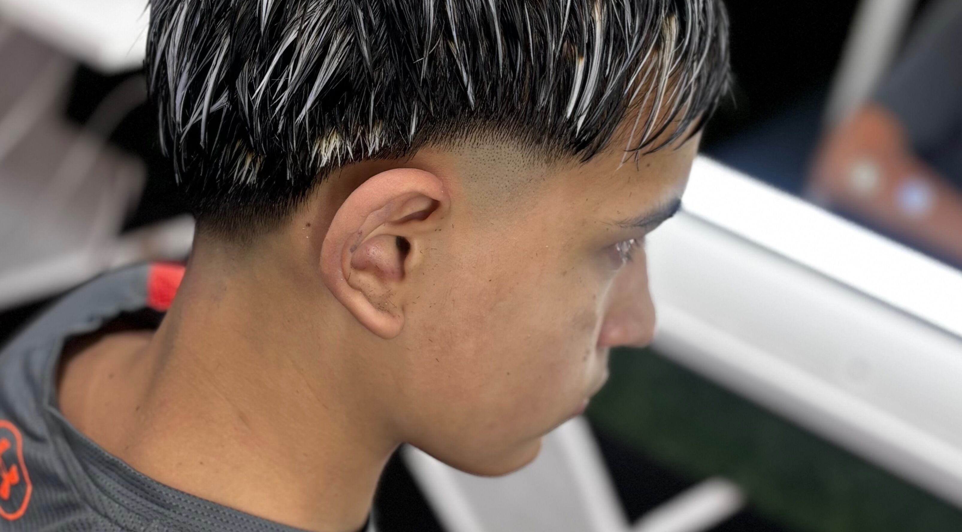 Close-up of a trendy haircut at El Fortín Barber, Villa José León Suárez, Provincia De Buenos Aires, AR.
