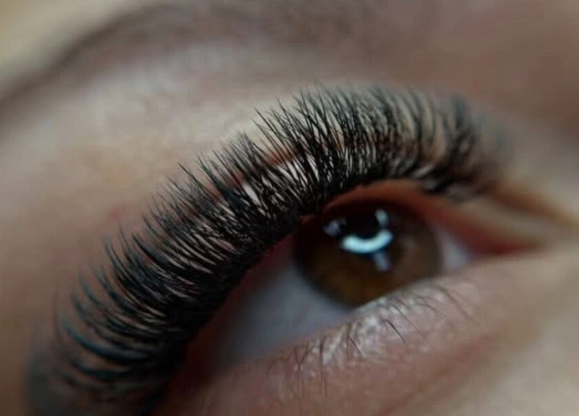 Close-up of eyelash extensions at Labelle Nails Studio, Durban, Kwazulu-natal, ZA.