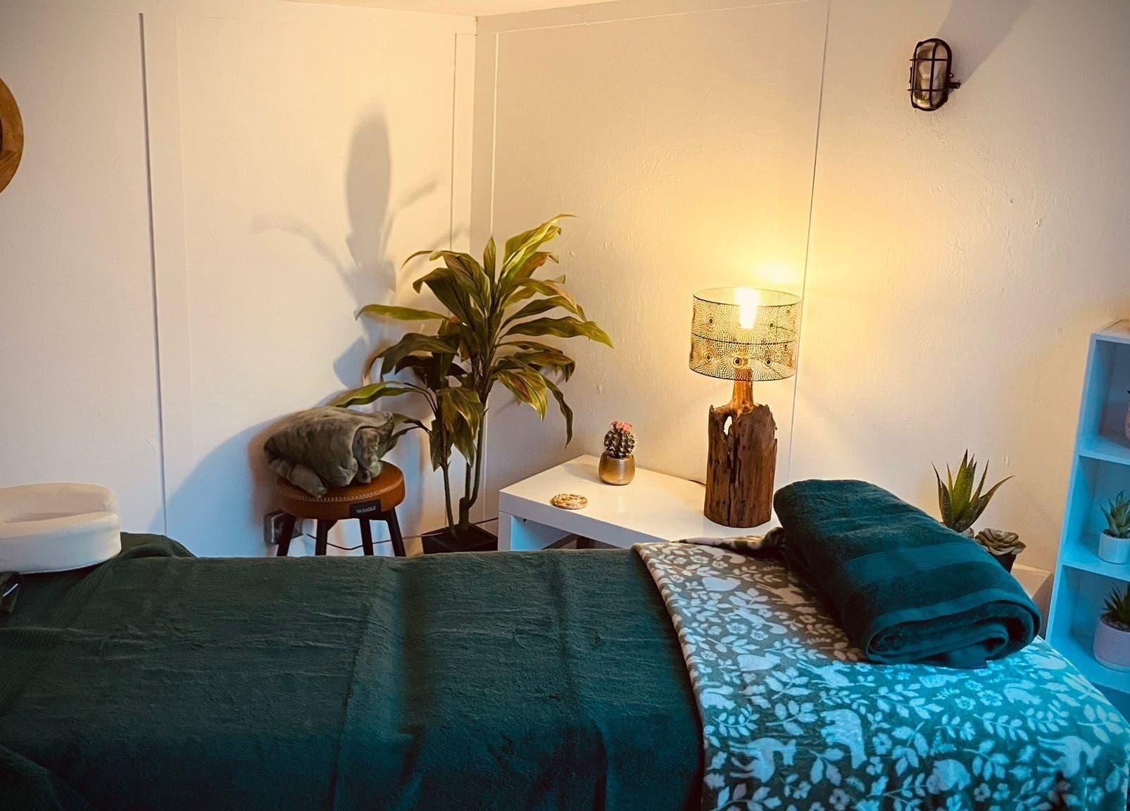 Cozy treatment room with soft lighting at Oh Darling in Bournemouth, England, GB.