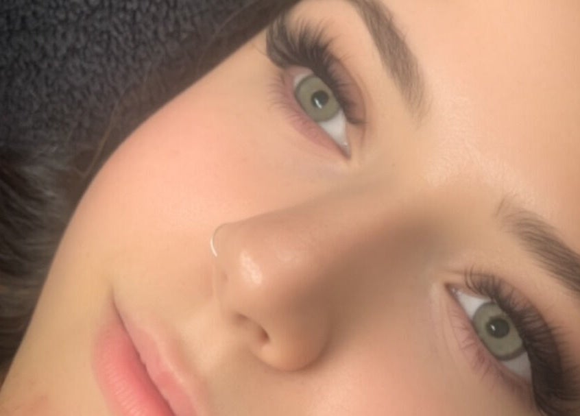 Close-up of expertly crafted eyelashes at Lash and Brow Cribb, Tamahere, Waikato, NZ.