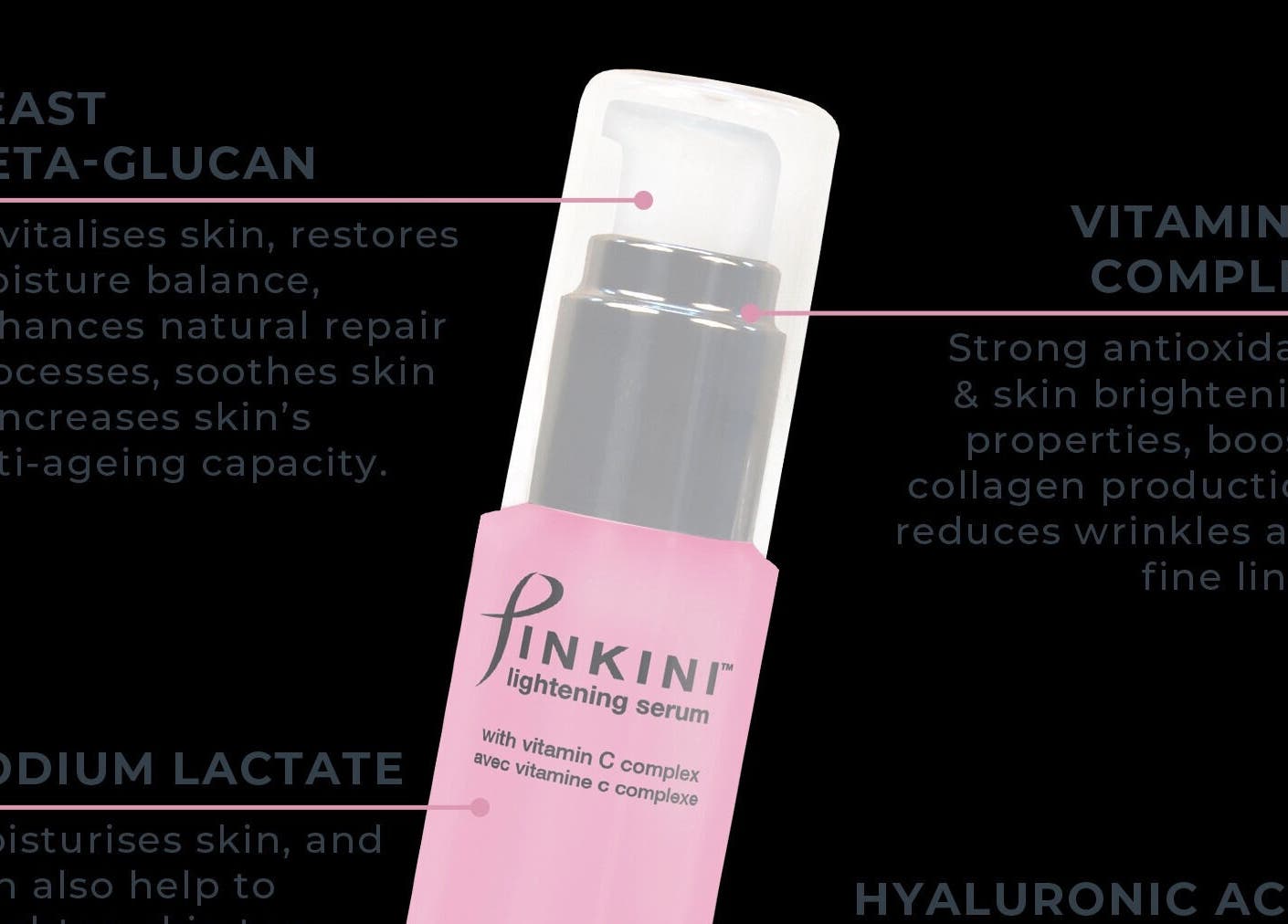 Pinkini lightening serum with ingredients at SS BEAUTY LOFT, Paramaribo, Paramaribo, SR.