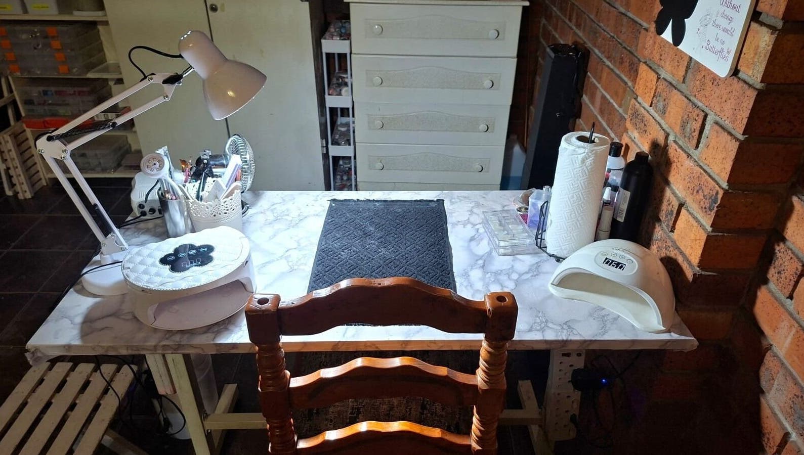 Inviting nail station at Nails by Roelene, Krugersdorp, Gauteng, ZA, ready for a relaxing beauty treatment.