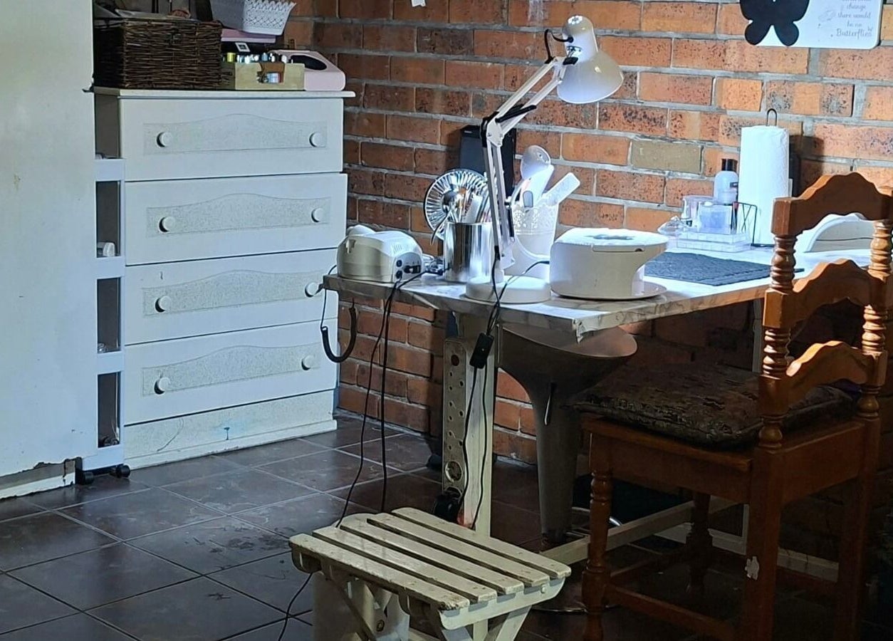Cozy nail salon setup at Nails by Roelene in Krugersdorp, Gauteng, ZA featuring a tidy workspace.