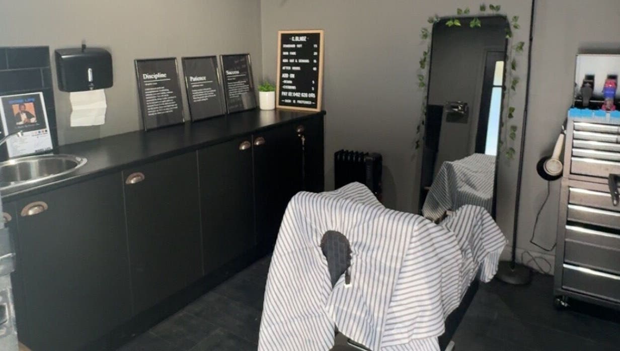 Interior of C.blndz Private Studio in Melbourne, Victoria, AU with stylish decor and barber chair.