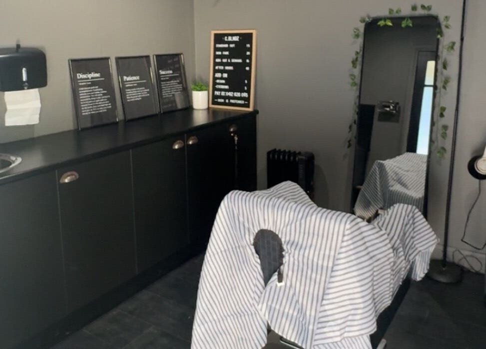 Interior of C.blndz Private Studio in Melbourne, Victoria, AU with stylish decor and barber chair.