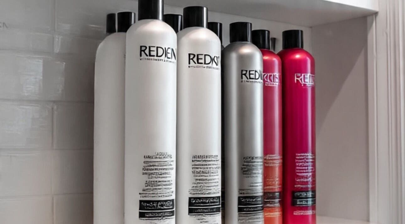 LuxehairbyJo beauty products display in Wellington, Florida, US, showcasing Redken haircare assortment.