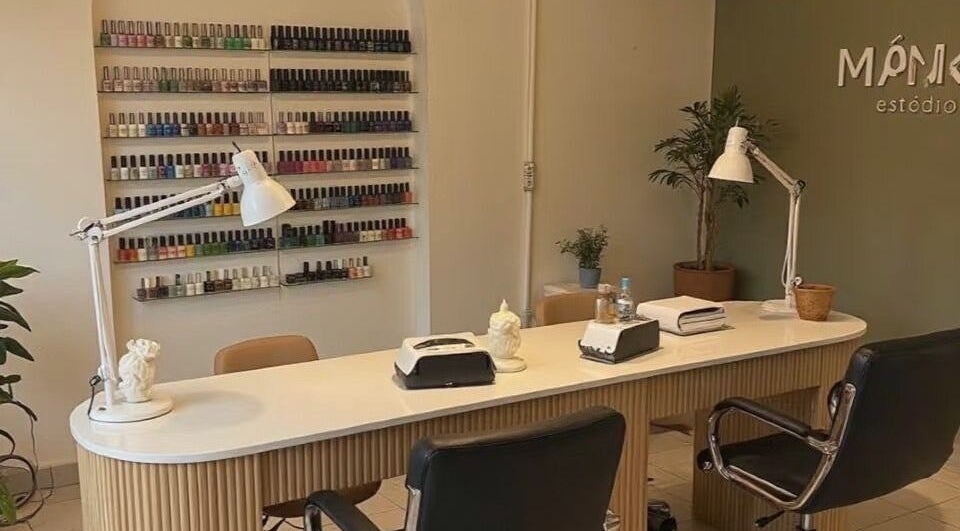 Manicure station at Haven Beaute, Jawa Timur, ID, showcasing a range of nail polish colors.