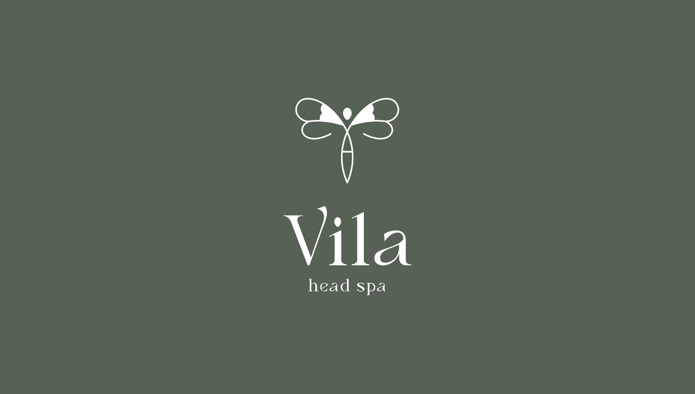 Vila Head Spa logo with dragonfly design in Banja Luka, Republika Srpska, BA.