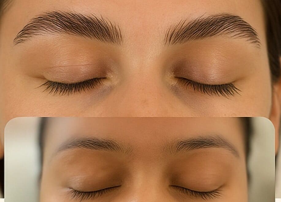 Transformation des sourcils chez BROWS & CARE, Perpignan, Occitanie, FR, avant et après soin beauté.