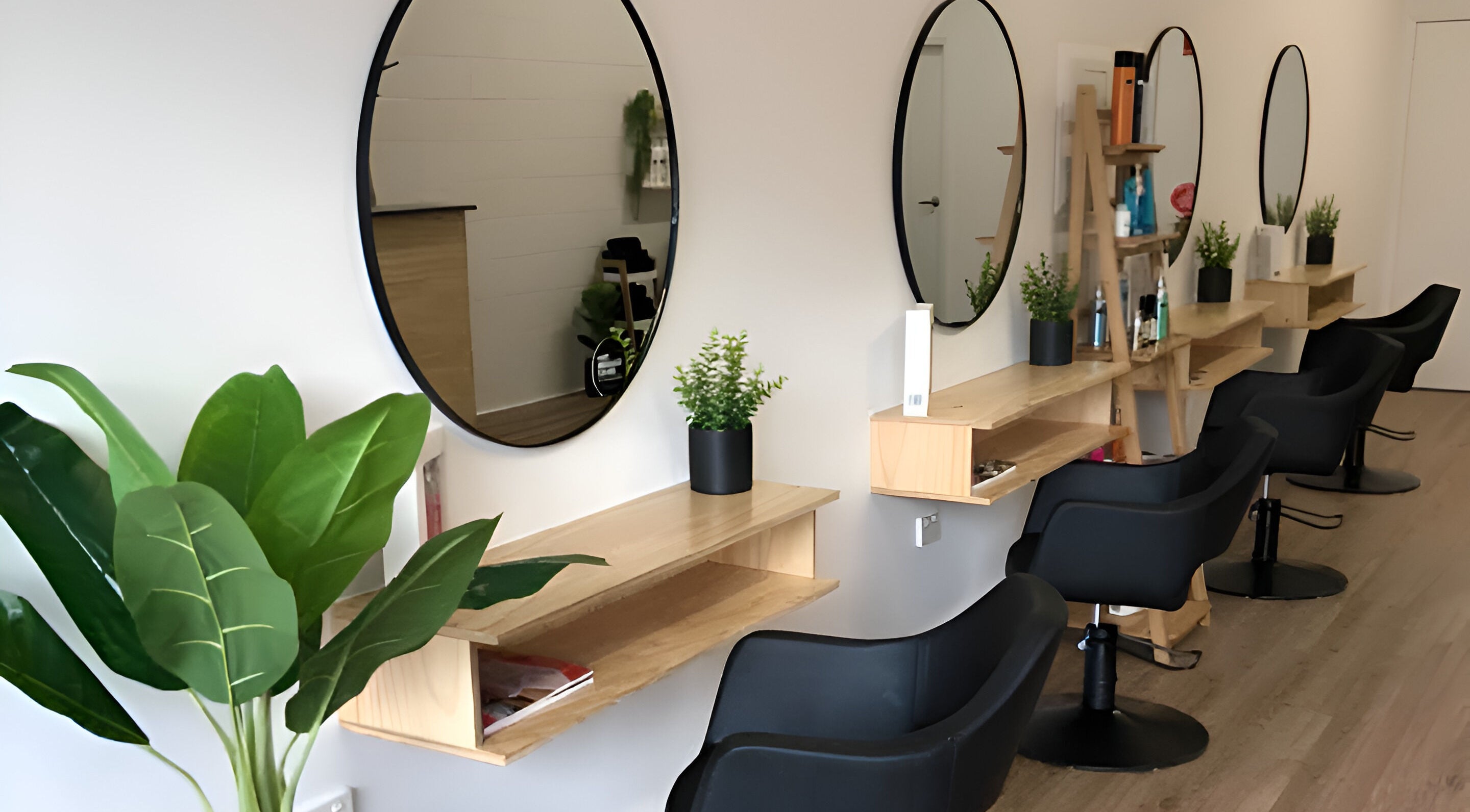 Kelsey Rose Hair Stylist salon interior with elegant chairs and mirrors in Huonville, Tasmania, AU.