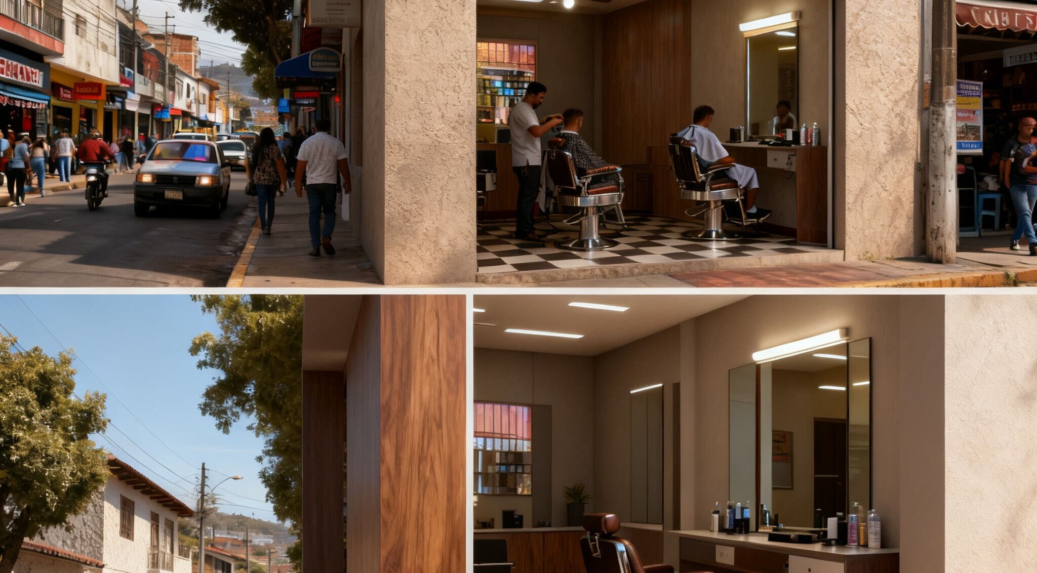 Exterior e interior de Benítezbarber7 en Valle Del Cauca, CO. Moderno y acogedor ambiente urbano para cortes de cabello.