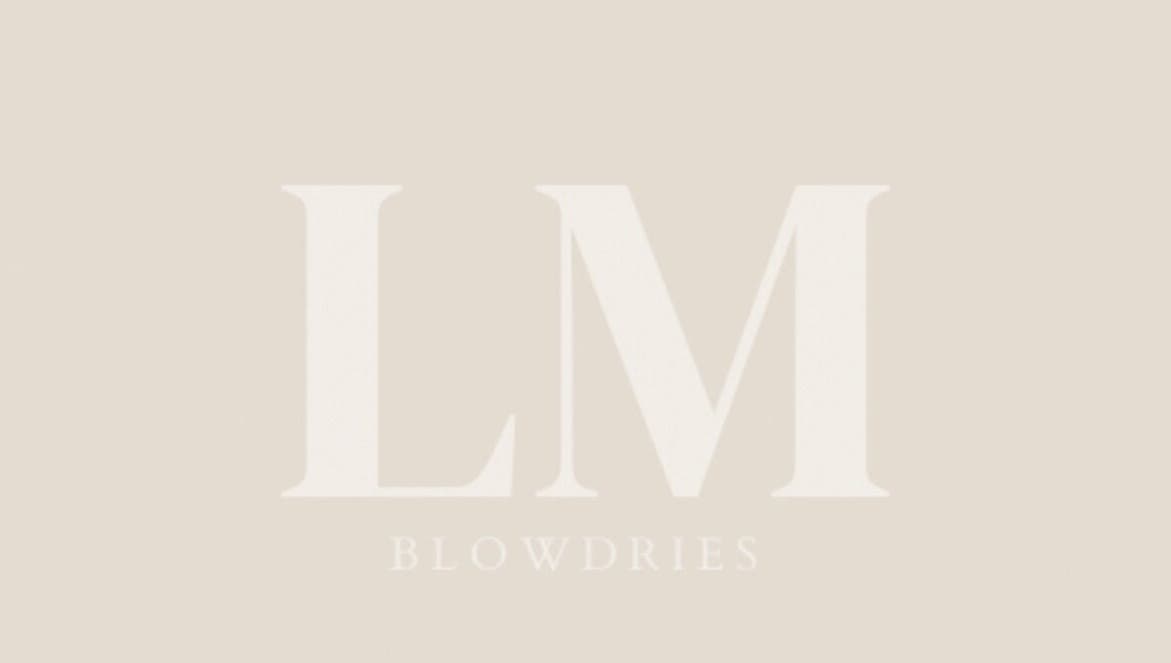 Elegant LM Blowdries logo on a beige background, Bettws, Wales, GB.