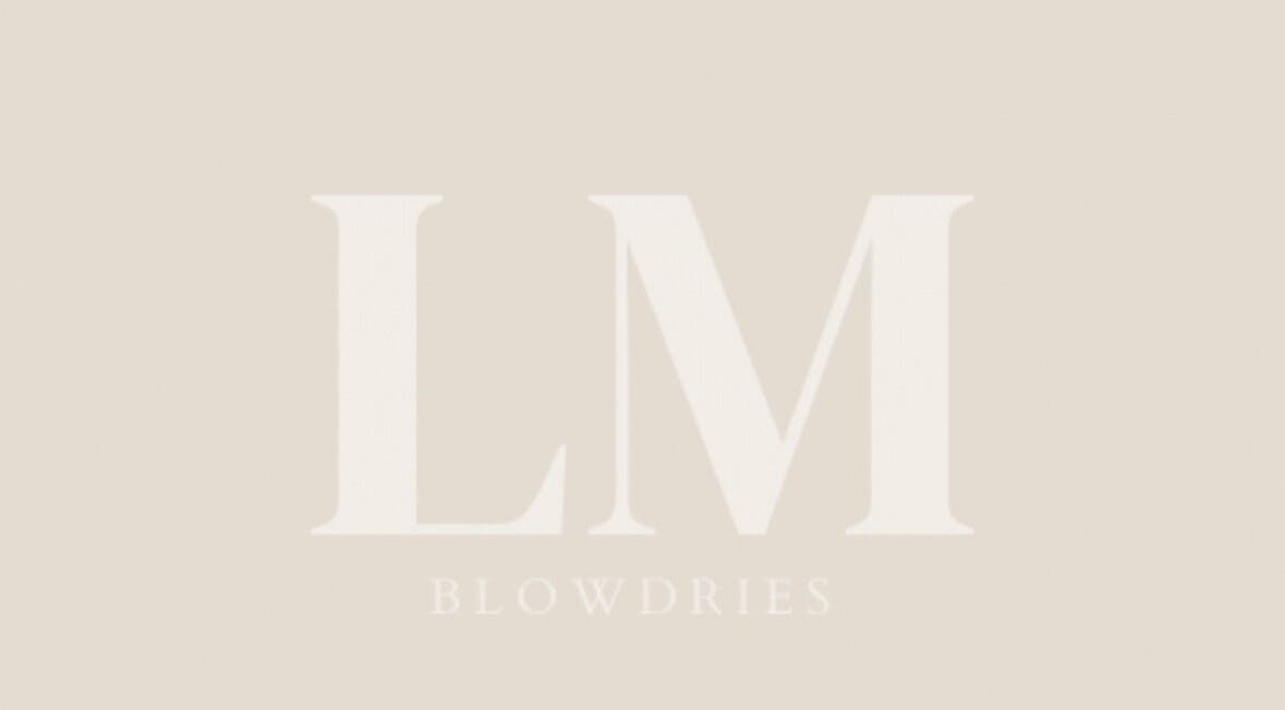 Elegant LM Blowdries logo on a beige background, Bettws, Wales, GB.