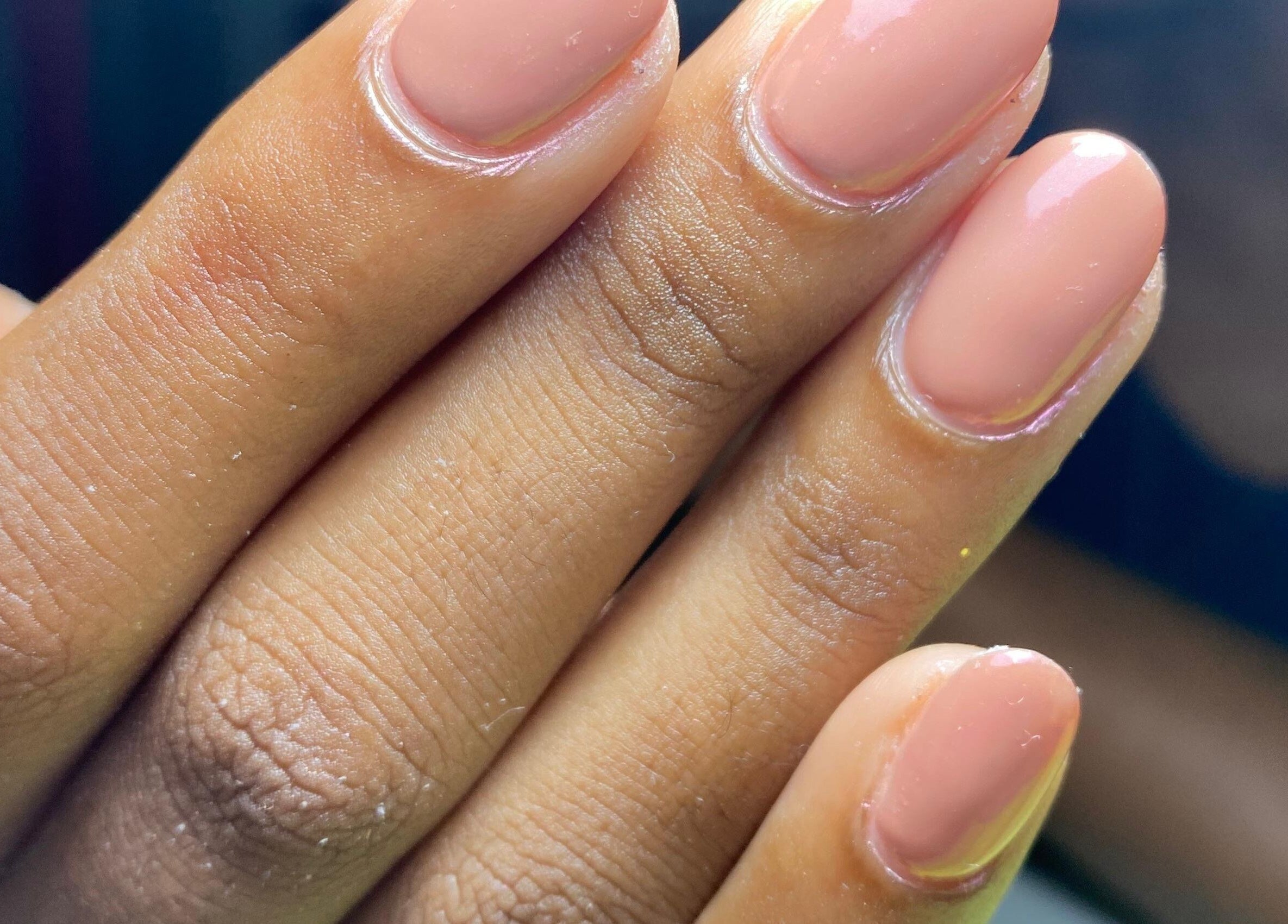 Manicured nails in soft pink at Yurii Nails in Santo Domingo Este, Santo Domingo, DO.