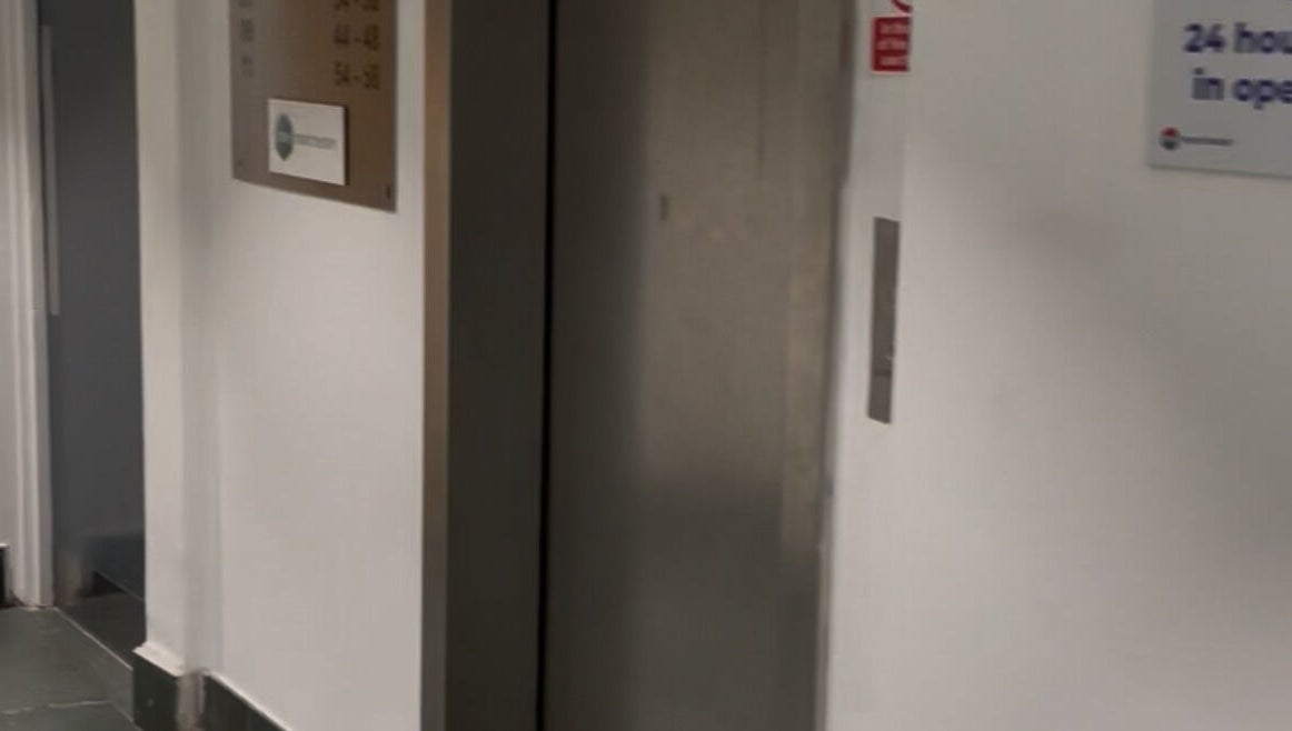 Entrance to the elevator at BeautiForAll Studio in Manchester, England, GB, ensuring accessibility to all visitors.