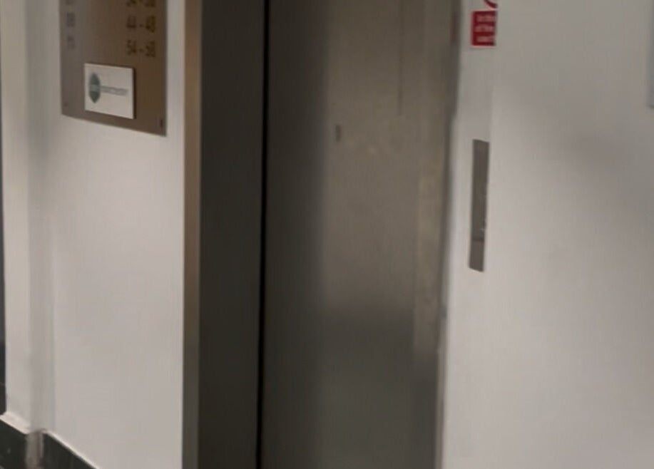 Entrance to the elevator at BeautiForAll Studio in Manchester, England, GB, ensuring accessibility to all visitors.