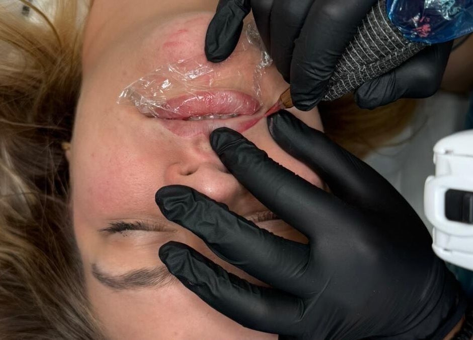 Professional lip tattooing at Ginnie.Beauty, Liverpool, England, GB, enhancing beauty with expertise.