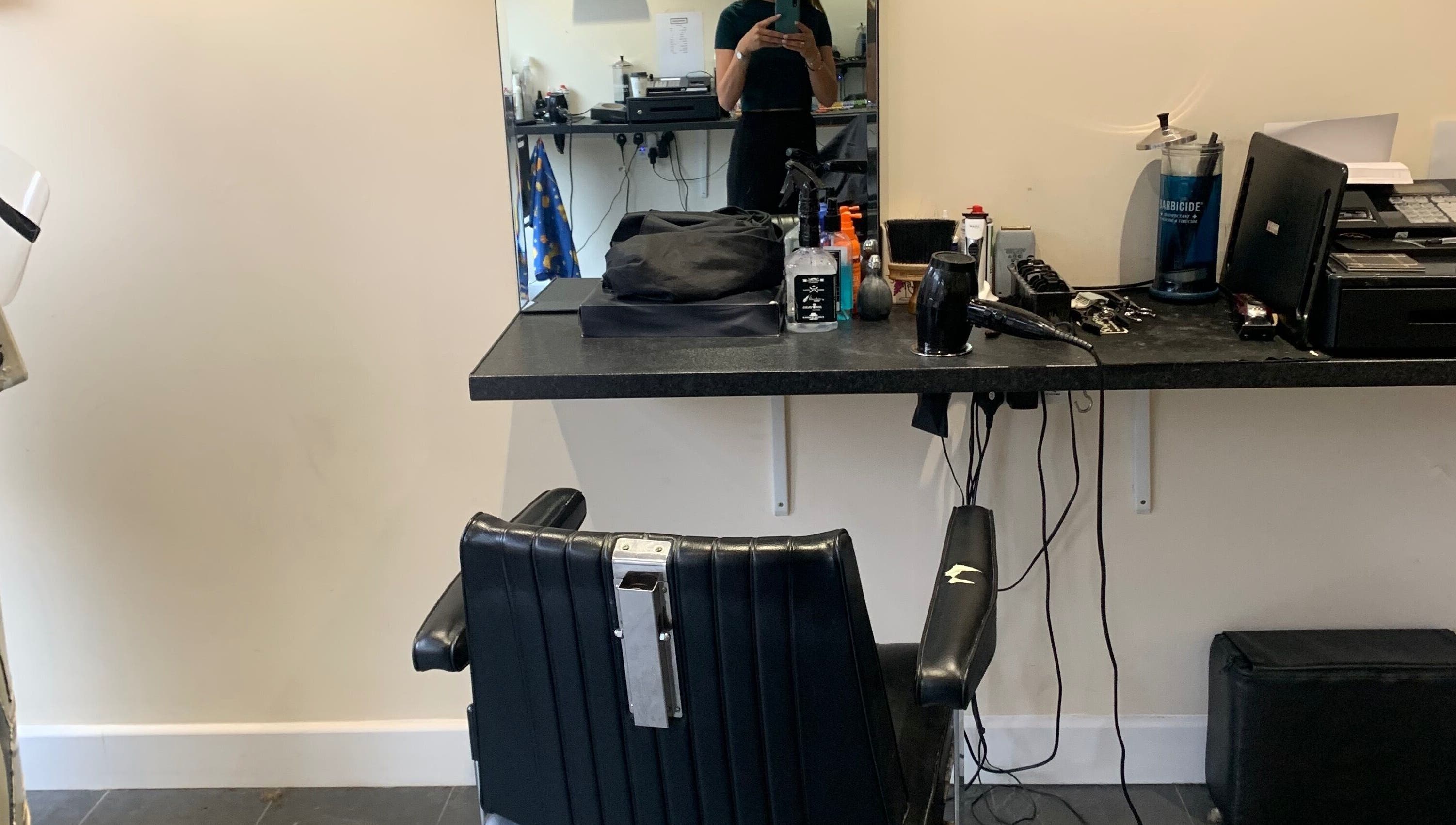 Modern salon station with tools at Hair by Petra in Salisbury, England, GB.