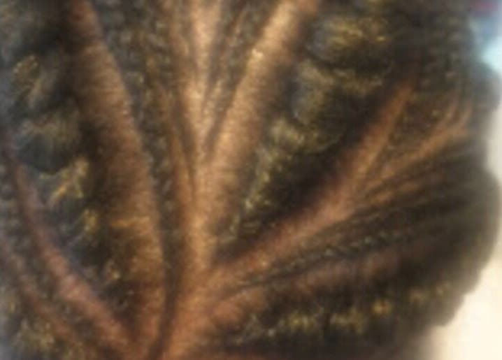 Close-up of braided hairstyle at Priceless Hair and Beauty, Slough, England, GB. Showcase of unique hair design.