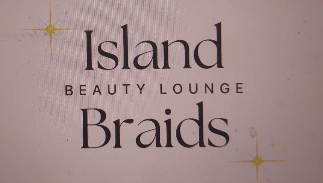 Logo for Island Braids Beauty Lounge, Bridgetown, Saint Michael, BB, with stylish font and star accents.