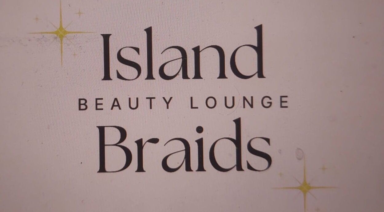 Logo for Island Braids Beauty Lounge, Bridgetown, Saint Michael, BB, with stylish font and star accents.