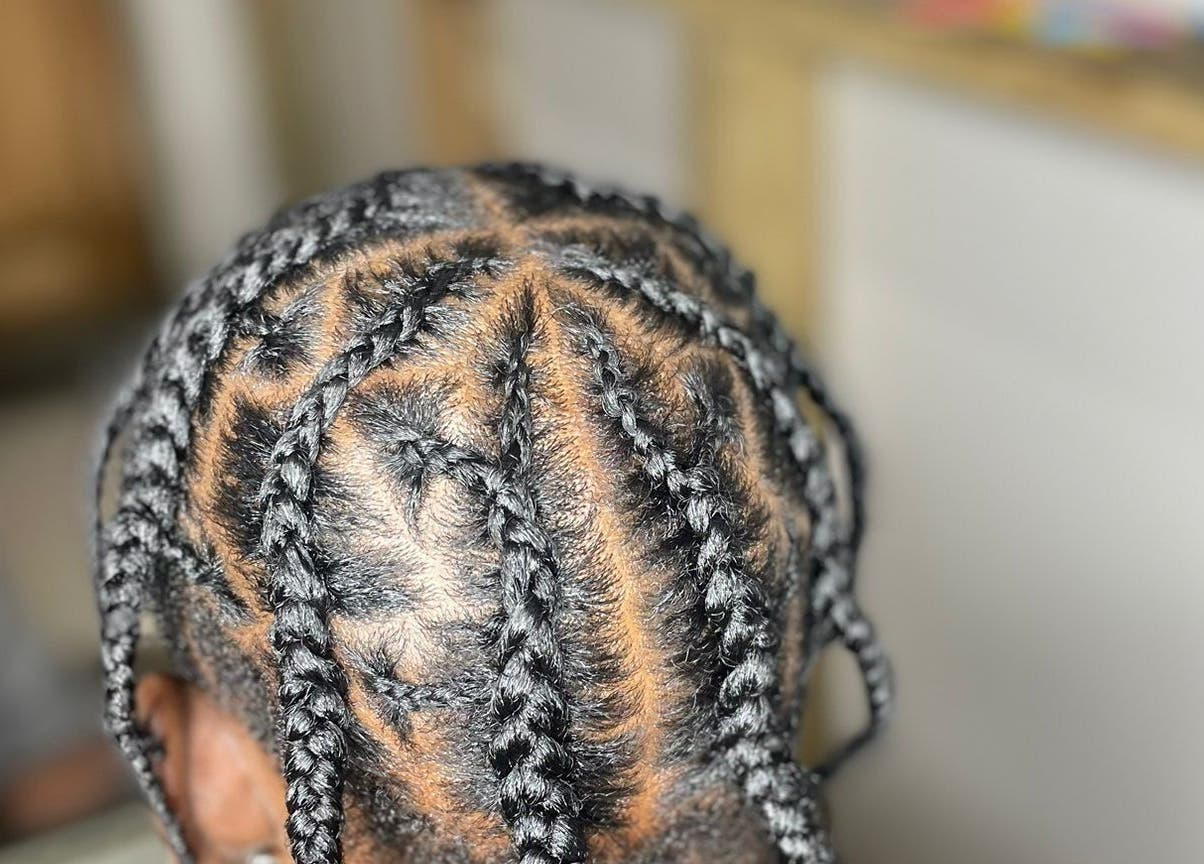 Intricate braided hairstyle at Island Braids Beauty Lounge, Bridgetown, Saint Michael, BB.