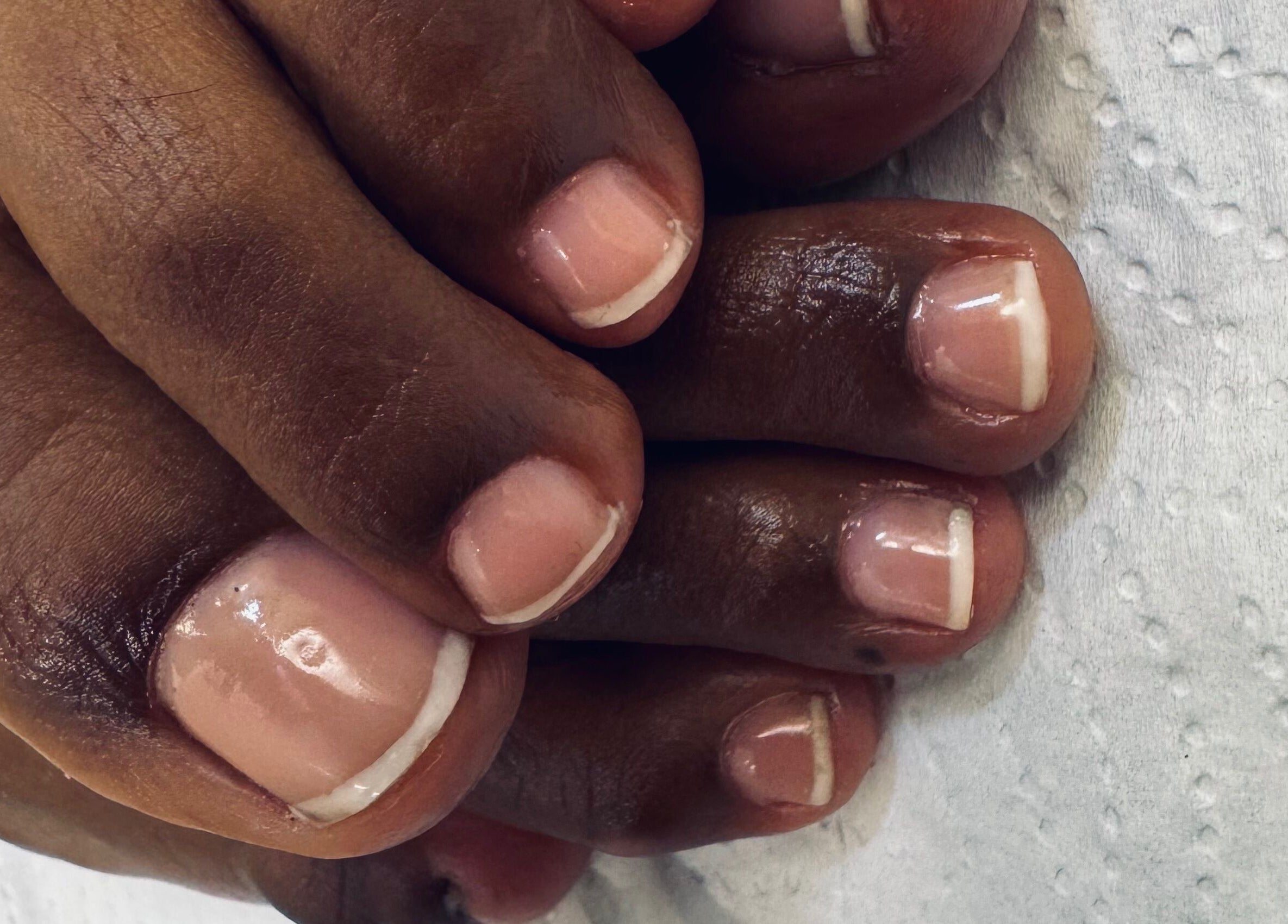 Close-up of a polished pedicure at Pure Glow Mani And Pedi Mobile in Cape Town, Western Cape, ZA.