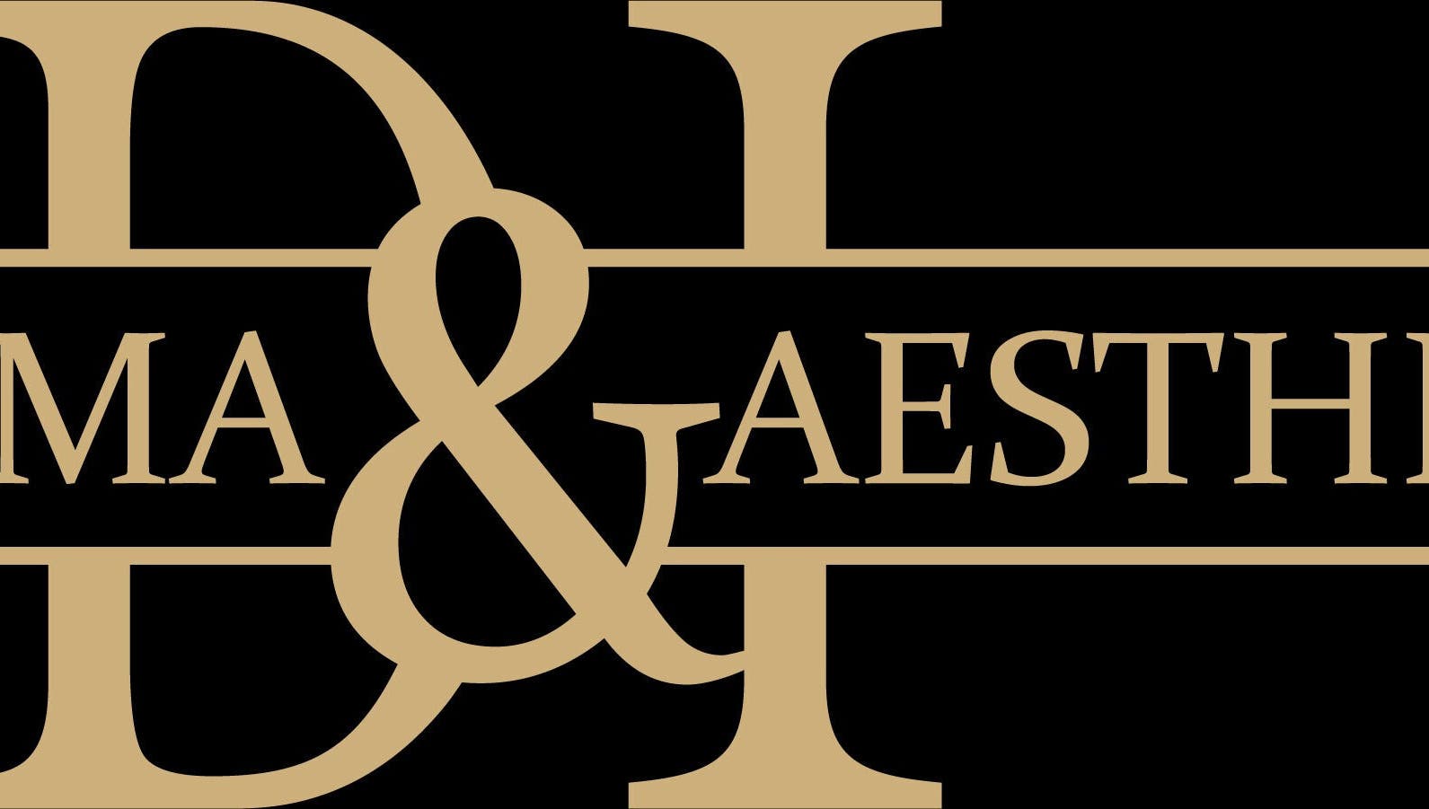 Derma Aesthetics logo in Plovdiv, BG, showcasing elegant gold lettering on a black background.