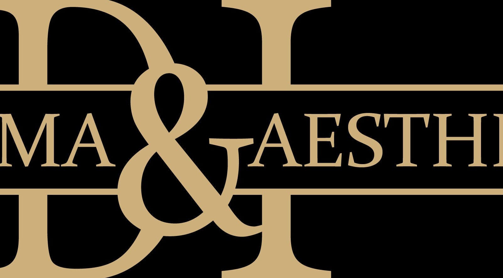 Derma Aesthetics logo in Plovdiv, BG, showcasing elegant gold lettering on a black background.