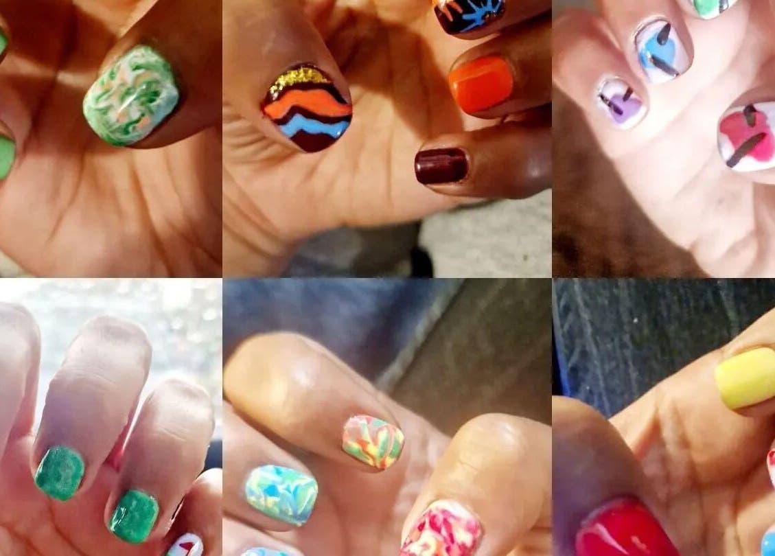Colorful nail art designs at Aspatria Pamper Pod, Wigton, England, GB. A showcase of creativity in nail styling.