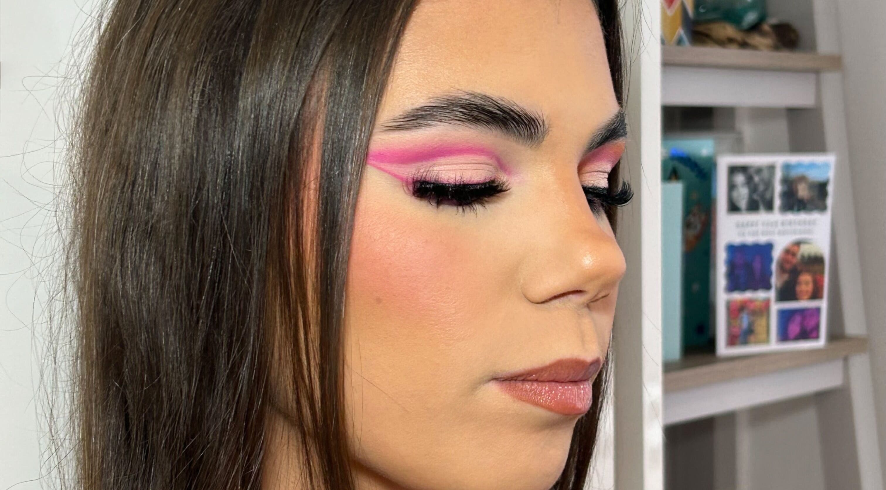 Bold pink eye makeup by Makeupbyparislauren in Bristol, England, GB, highlighting stunning artistry.