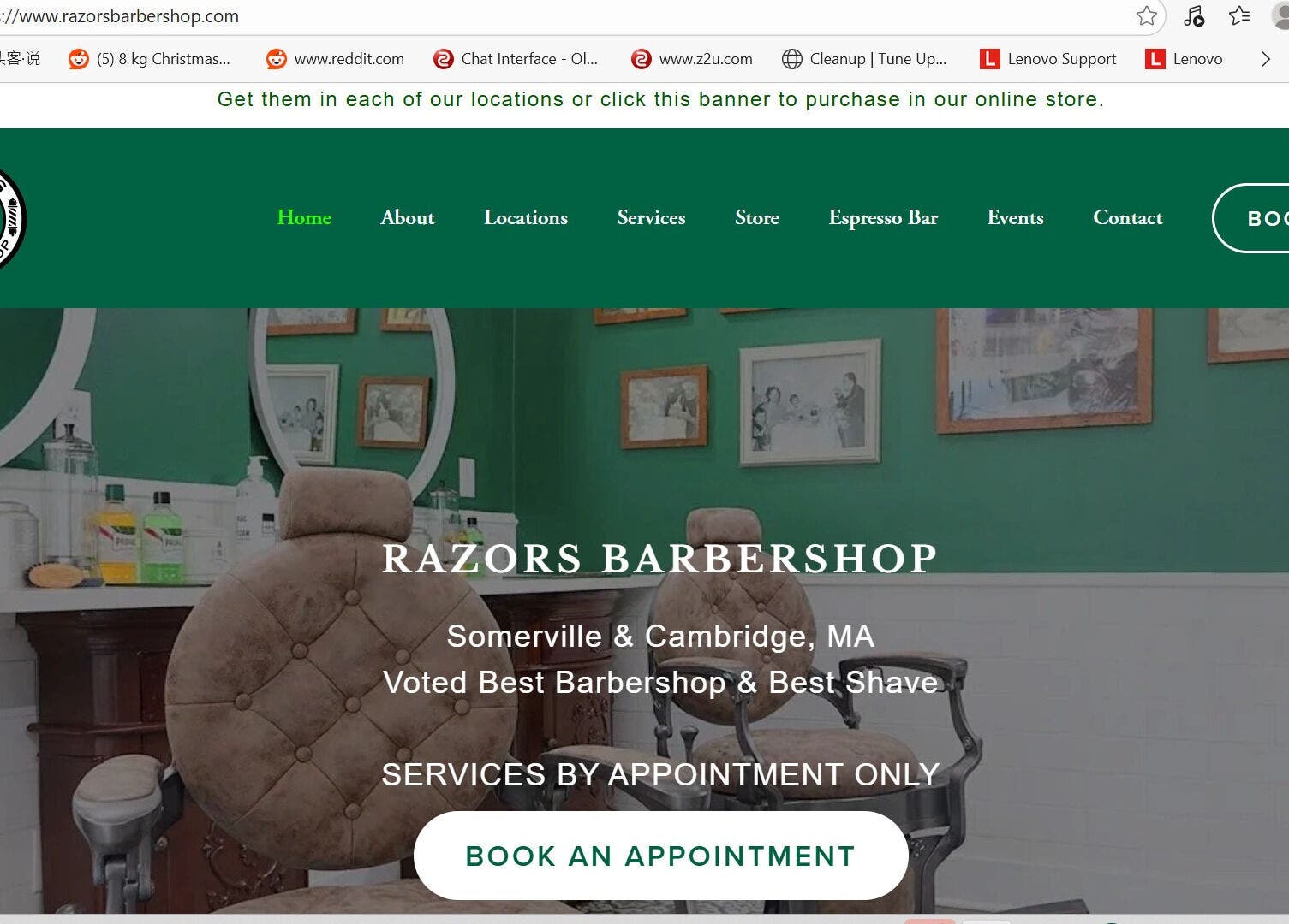 Interior of Smileys Barber in Cambridge, Massachusetts, US, featuring classic chairs and vintage decor.