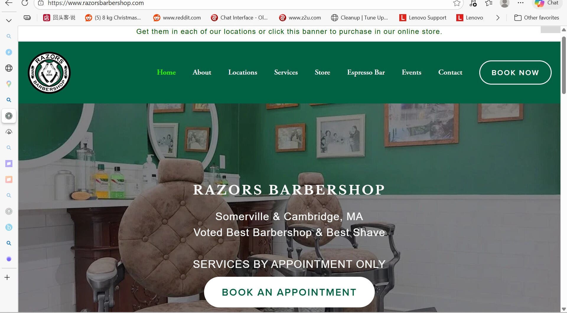 Interior of Smileys Barber in Cambridge, Massachusetts, US, featuring classic chairs and vintage decor.