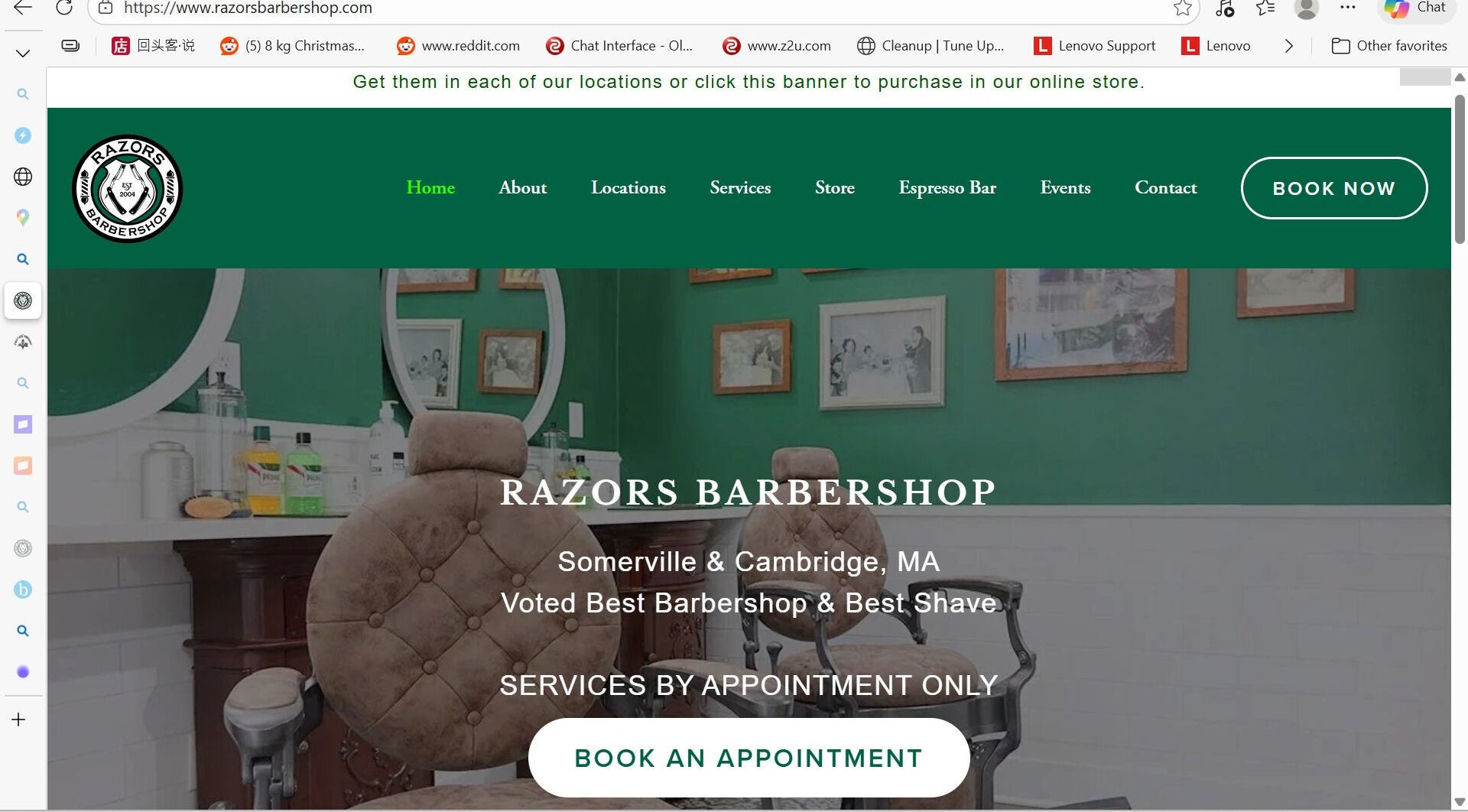 Interior of Smileys Barber in Cambridge, Massachusetts, US, featuring classic chairs and vintage decor.