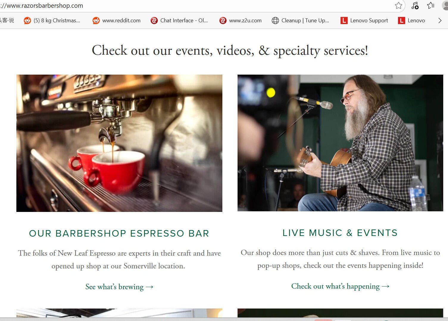 Espresso machine pouring coffee into red cups at Smileys Barber, Cambridge, Massachusetts, US.