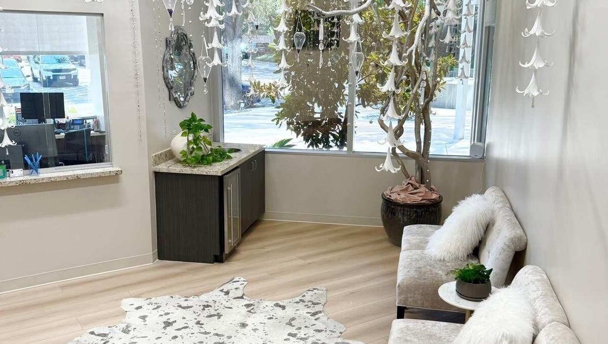 Elegant waiting area at Natural Hormone Replacement Center in Dallas, Texas, US with plush seating and decor.