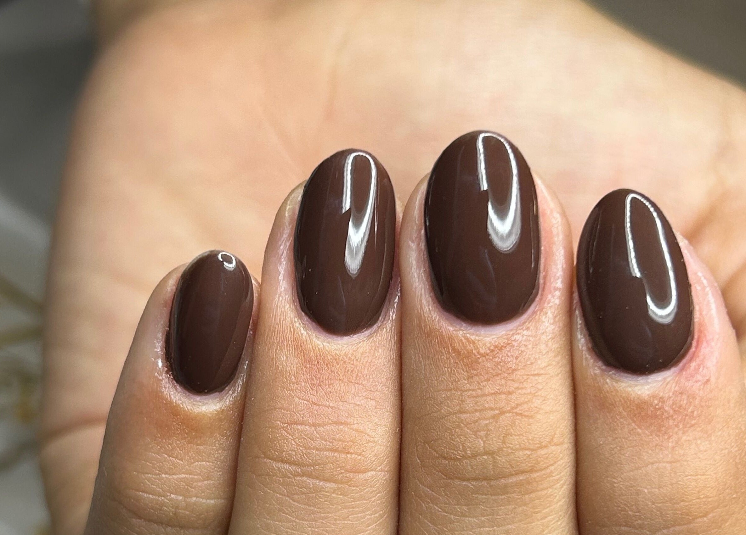 Unhas com esmalte marrom elegante no Nailart Ana Júlia, Lisboa, Lisboa, PT.