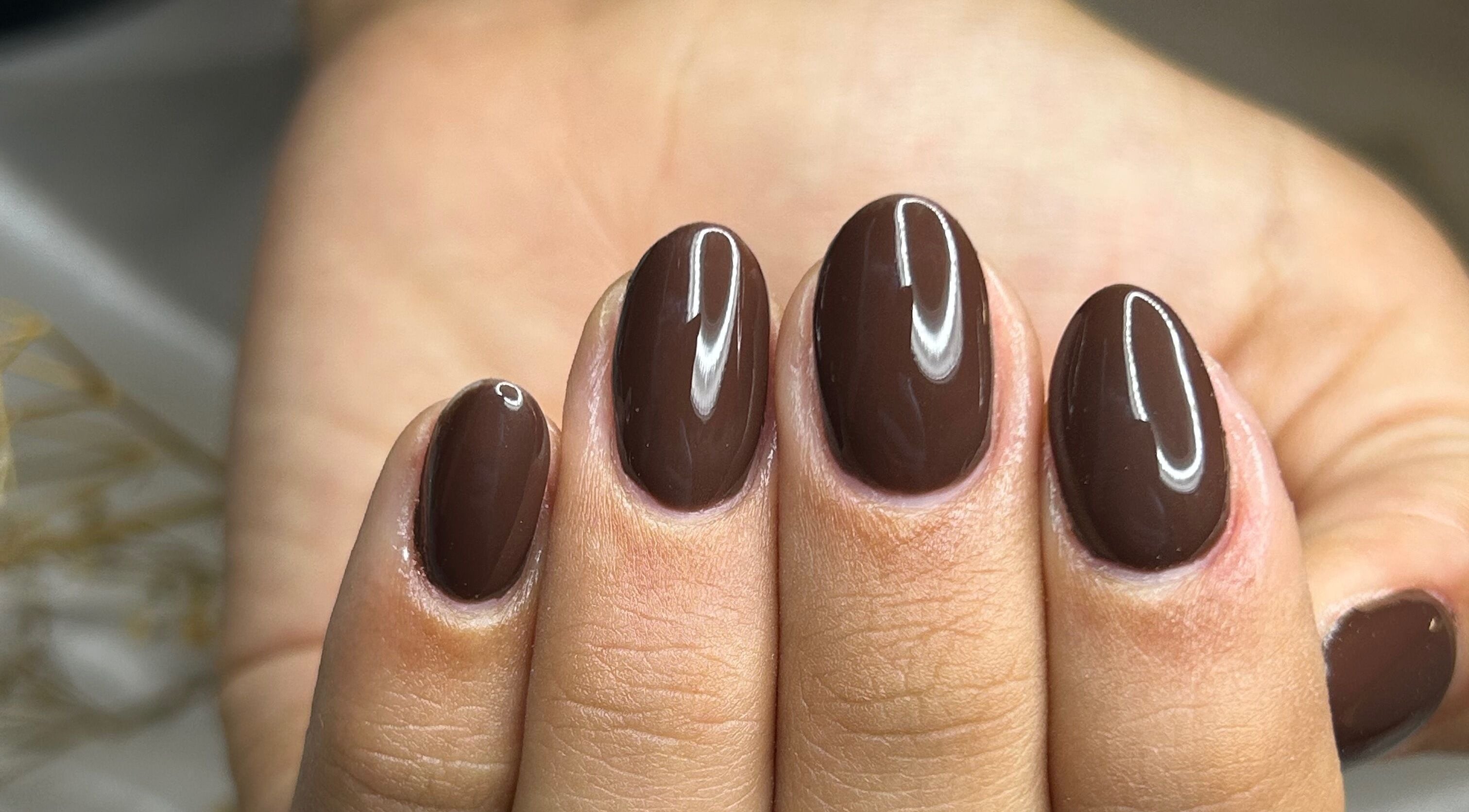 Unhas com esmalte marrom elegante no Nailart Ana Júlia, Lisboa, Lisboa, PT.
