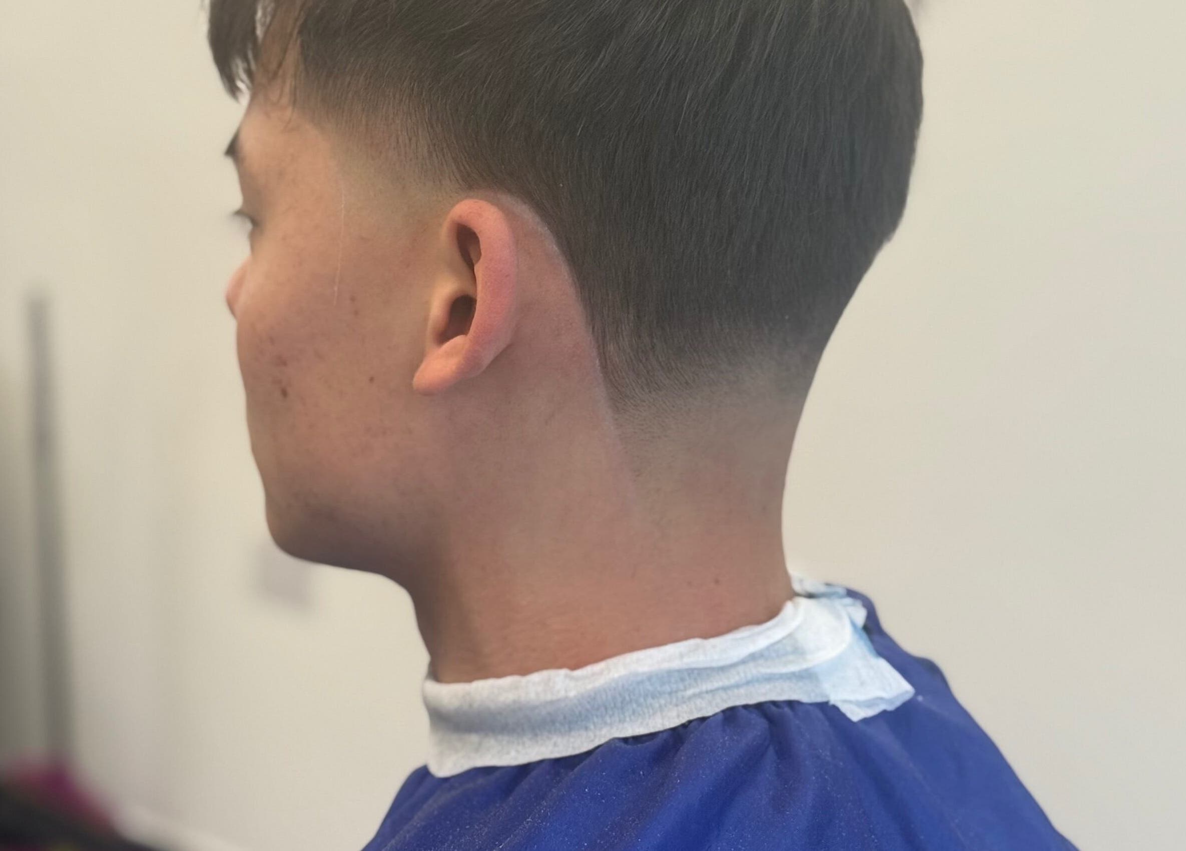 Close-up of fresh haircut at Marlos barber high wycombe, High Wycombe, England, GB.