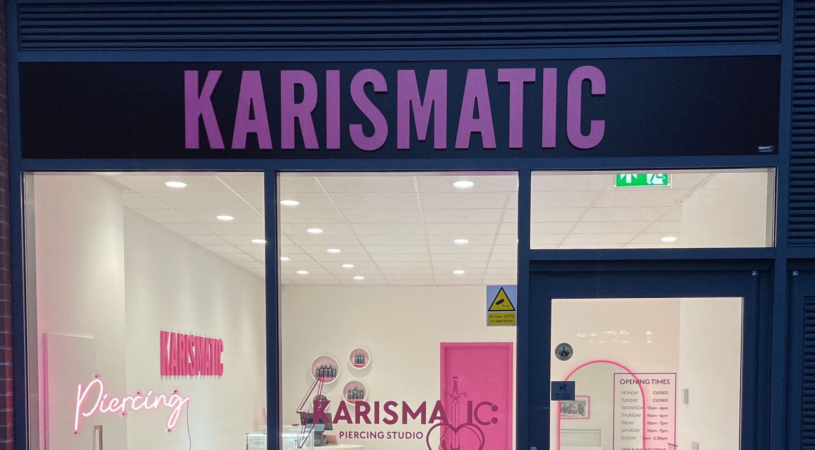 Front view of Karismatic Studio in Derby, England, GB with vibrant signage and modern design.