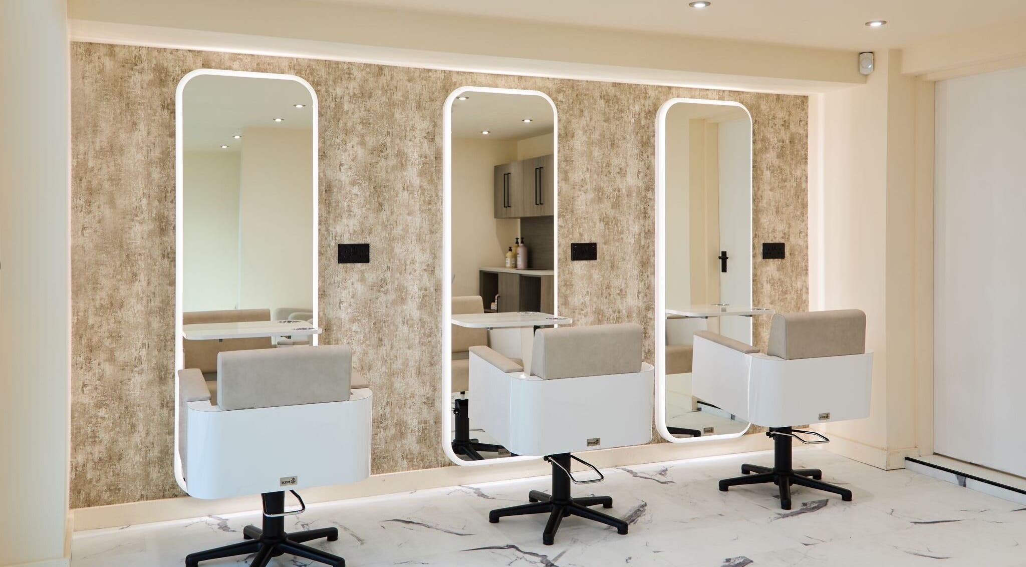 Modern salon chairs and mirrors at S.Rose By Linda, Ramsbottom, England, GB, perfect for beauty treatments.