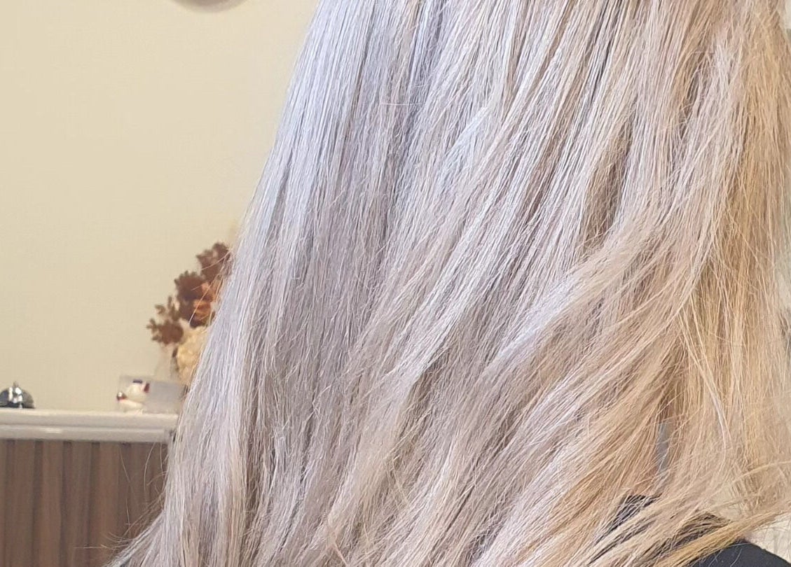 Elegant, platinum blonde hair styled at Haus of Shades in Doncaster, Victoria, AU.