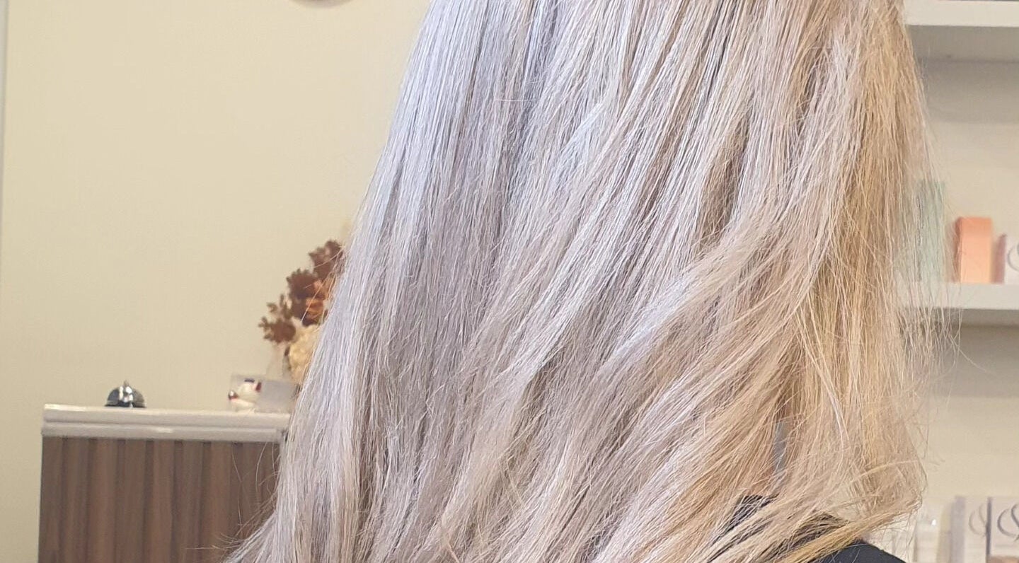 Elegant, platinum blonde hair styled at Haus of Shades in Doncaster, Victoria, AU.