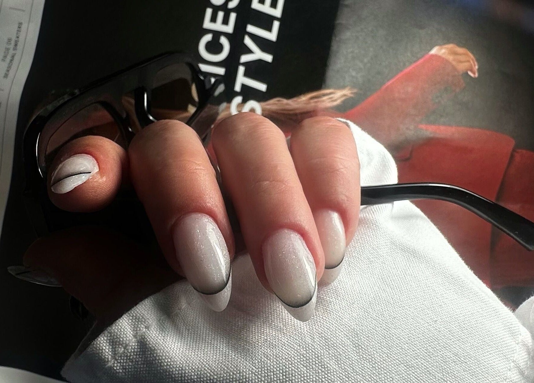 Stylish French manicure from My Balance nail studio in Thornhill, Ontario, CA, showcasing classic elegance.
