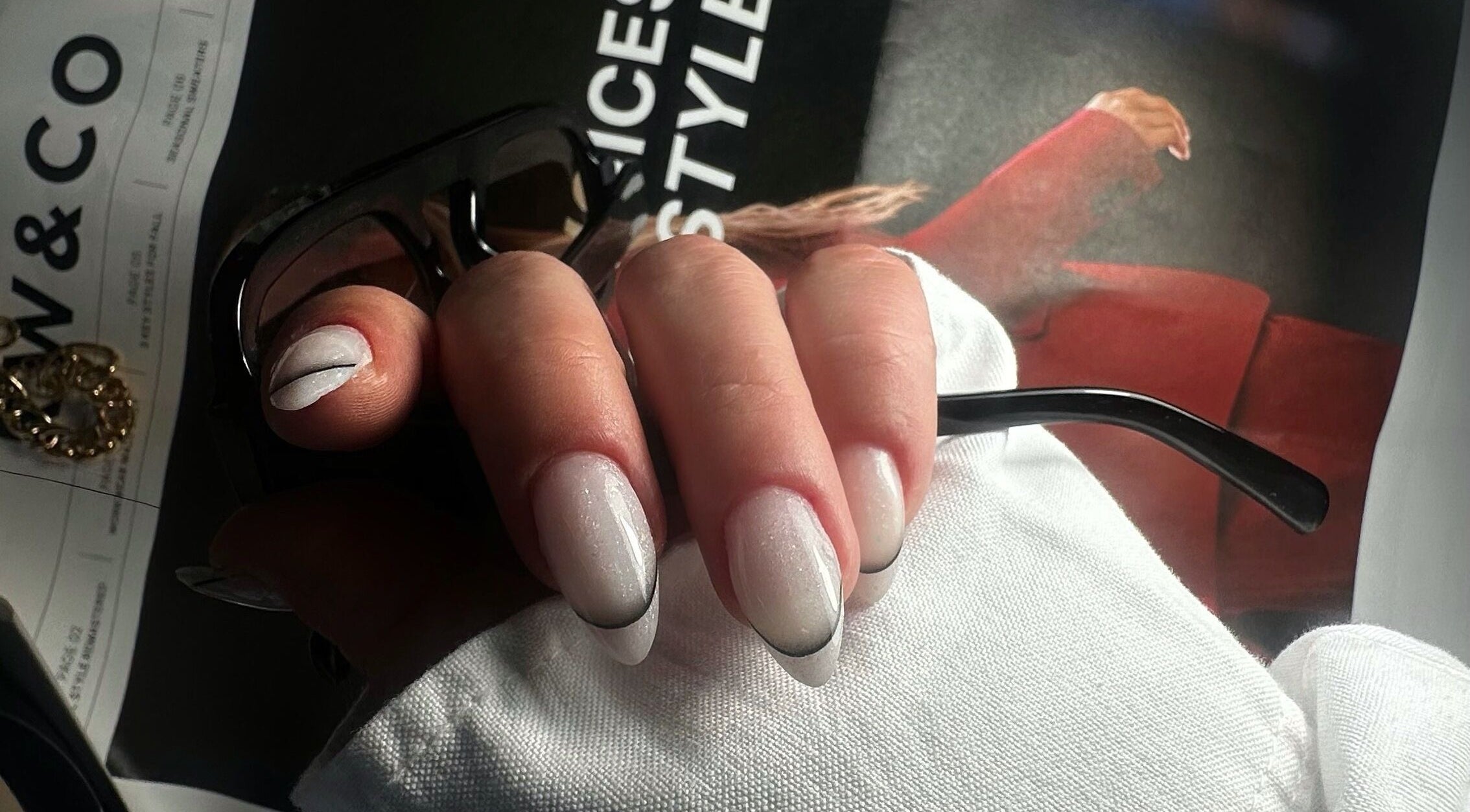 Stylish French manicure from My Balance nail studio in Thornhill, Ontario, CA, showcasing classic elegance.