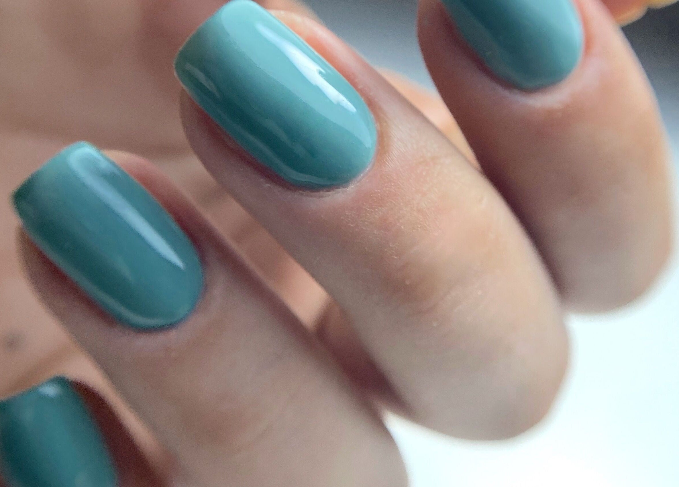 Vibrant turquoise manicure at My Balance nail studio, Thornhill, Ontario, CA.