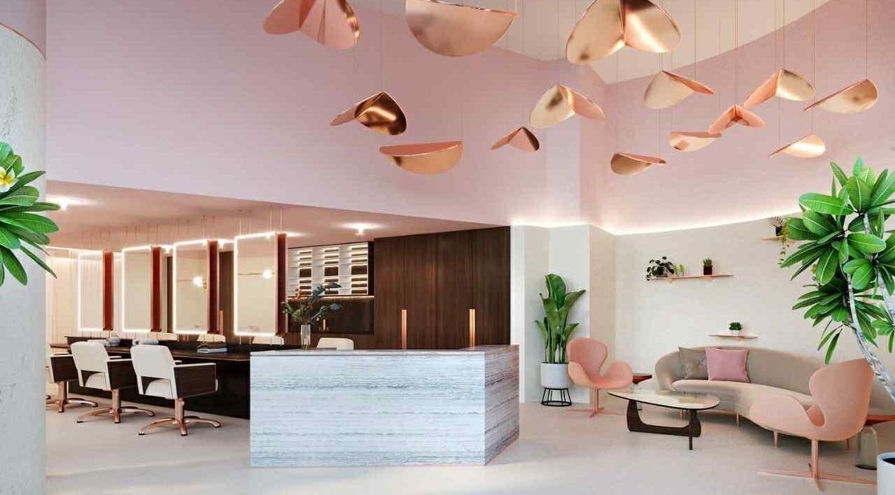 Chic interior of Hair by Martin Dubai in Hair Salon by Pierre, Damac Heights, Dubai, AE featuring modern decor.